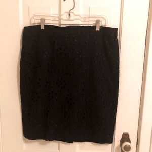 J. Crew navy eyelet pencil skirt.